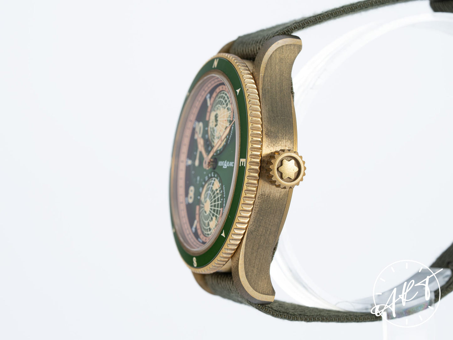NEW Montblanc 1858 Geosphere GMT Day/Night Green Dial Bronze Ltd Watch 119909 BP