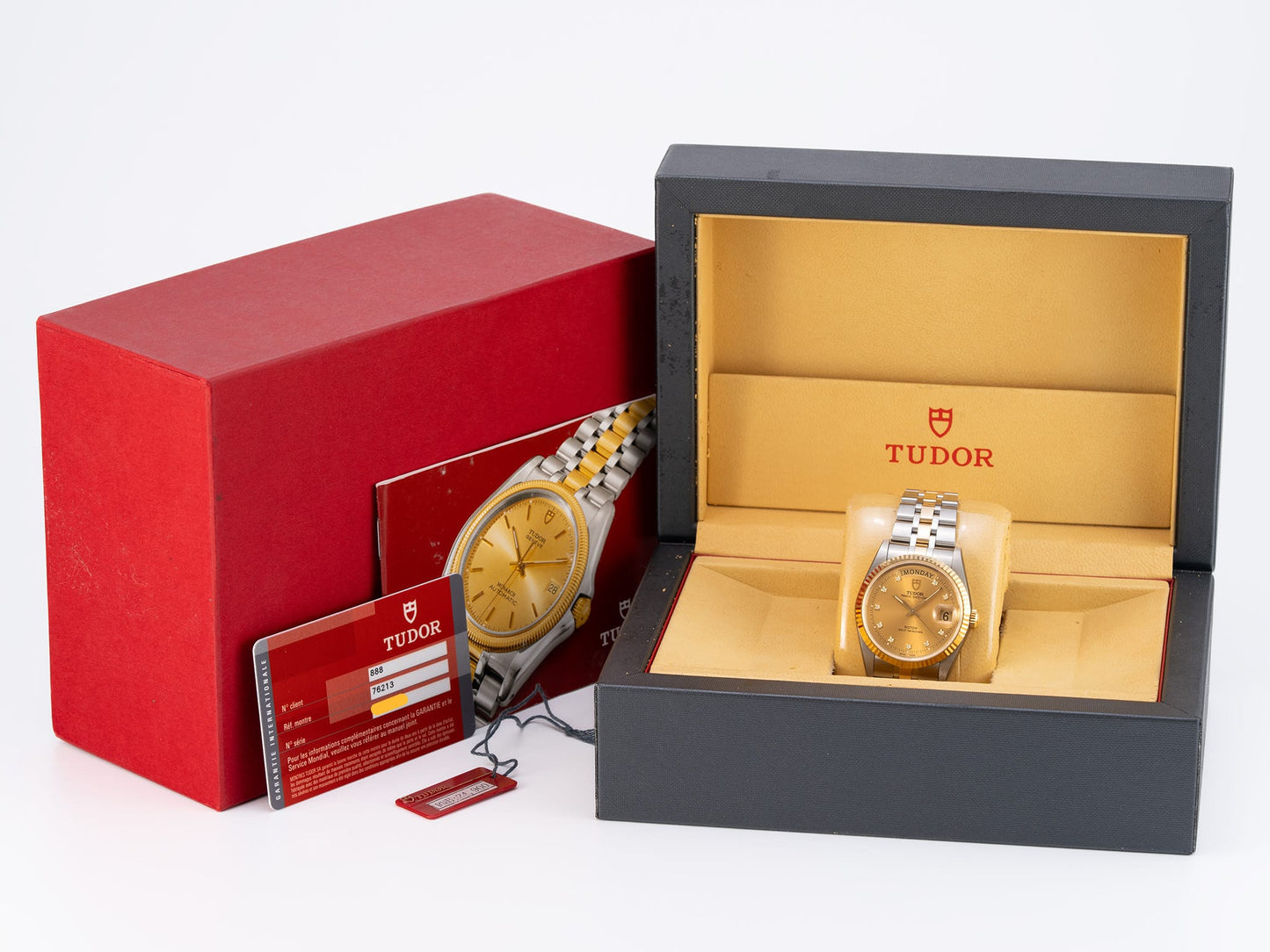 NEW Tudor Prince Day-Date Gold Diamond Dial 18K Gold & SS Watch 76213 BP