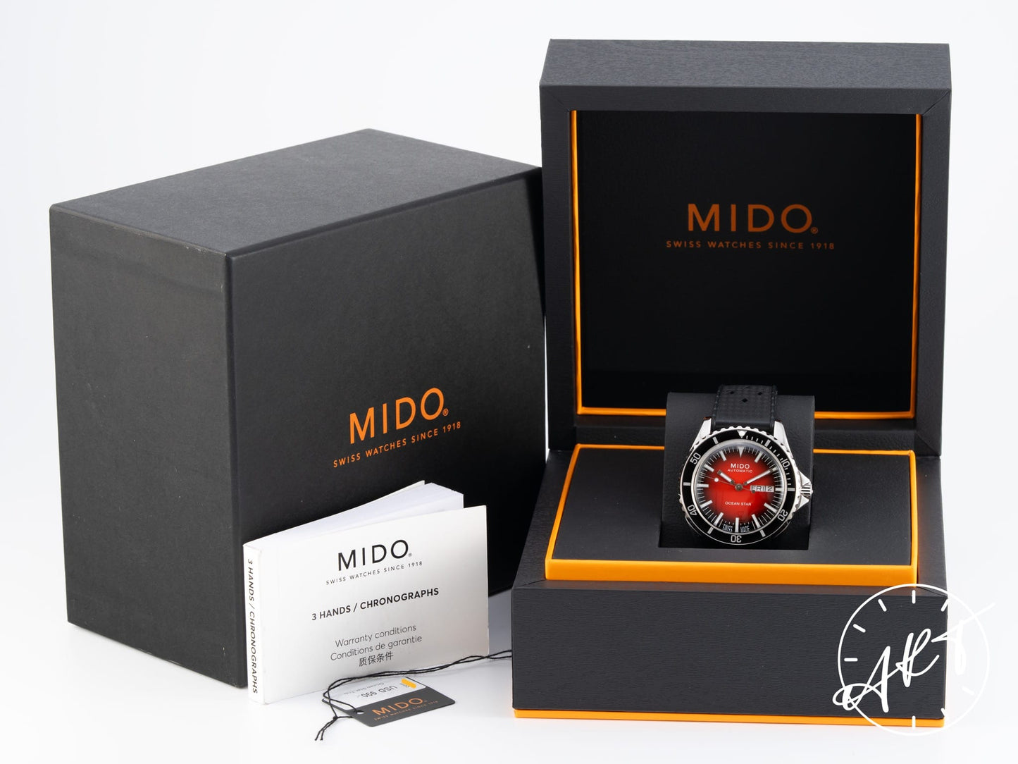 Mido Ocean Star Tribute Gradient Day-Date Red Dial SS Auto Diver Watch w/ Box