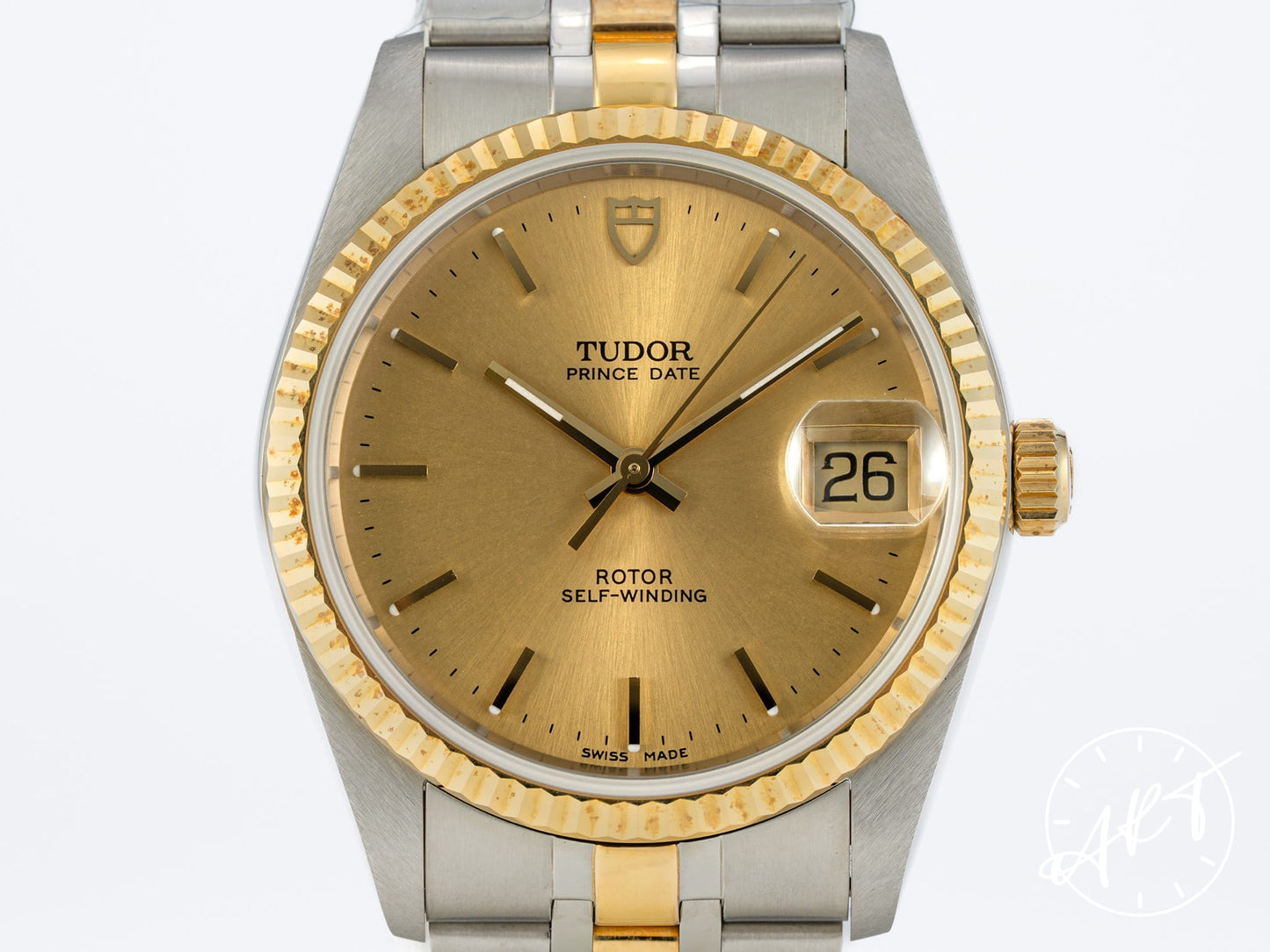 NEW Tudor Prince Date Gold Dial Two-Tone 18K Gold & SS Auto Watch 74033 w/ B&P