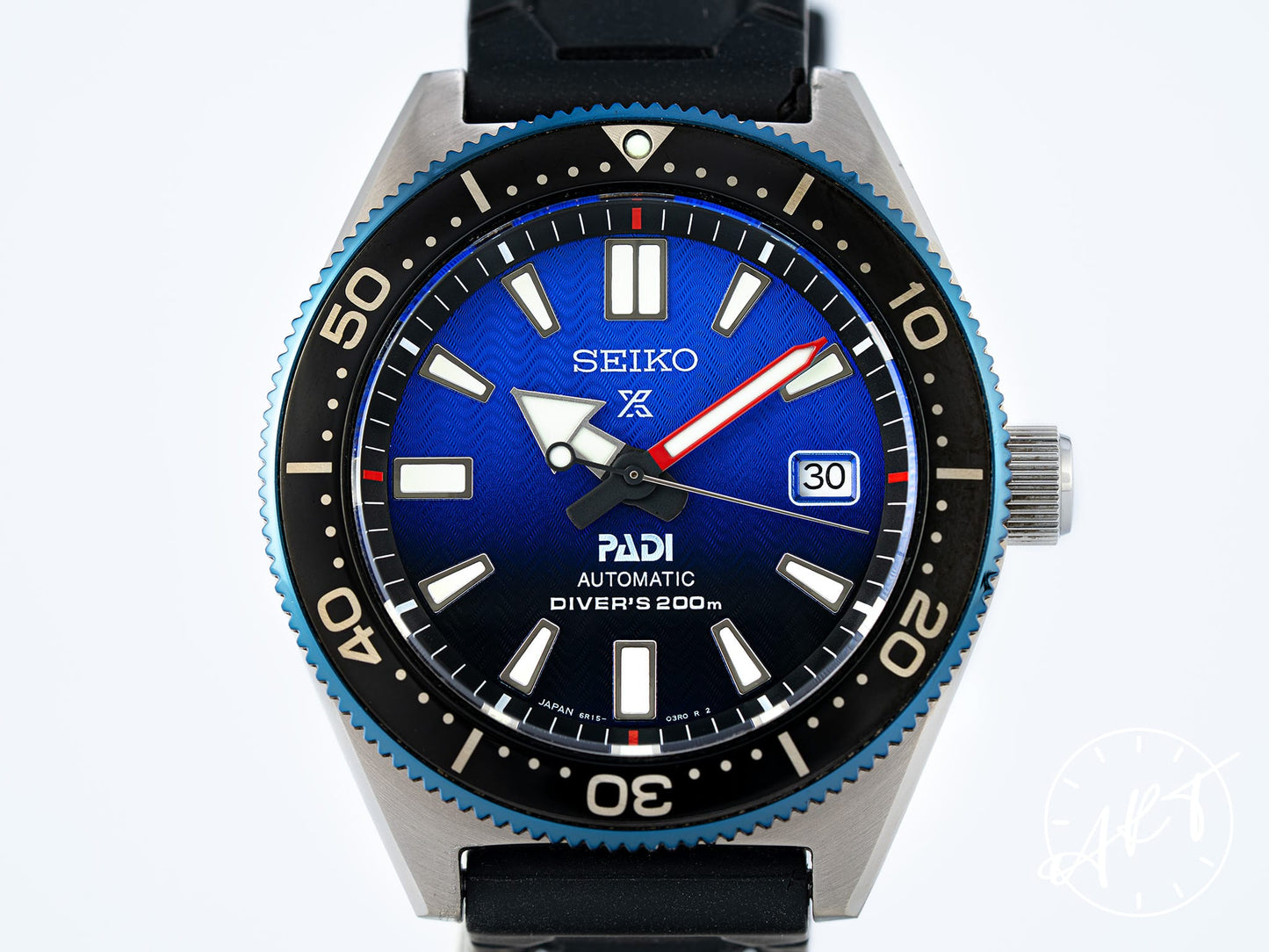 Seiko Prospex PADI Black & Blue Dial SS Auto Special Edition Diver Watch SBDC055