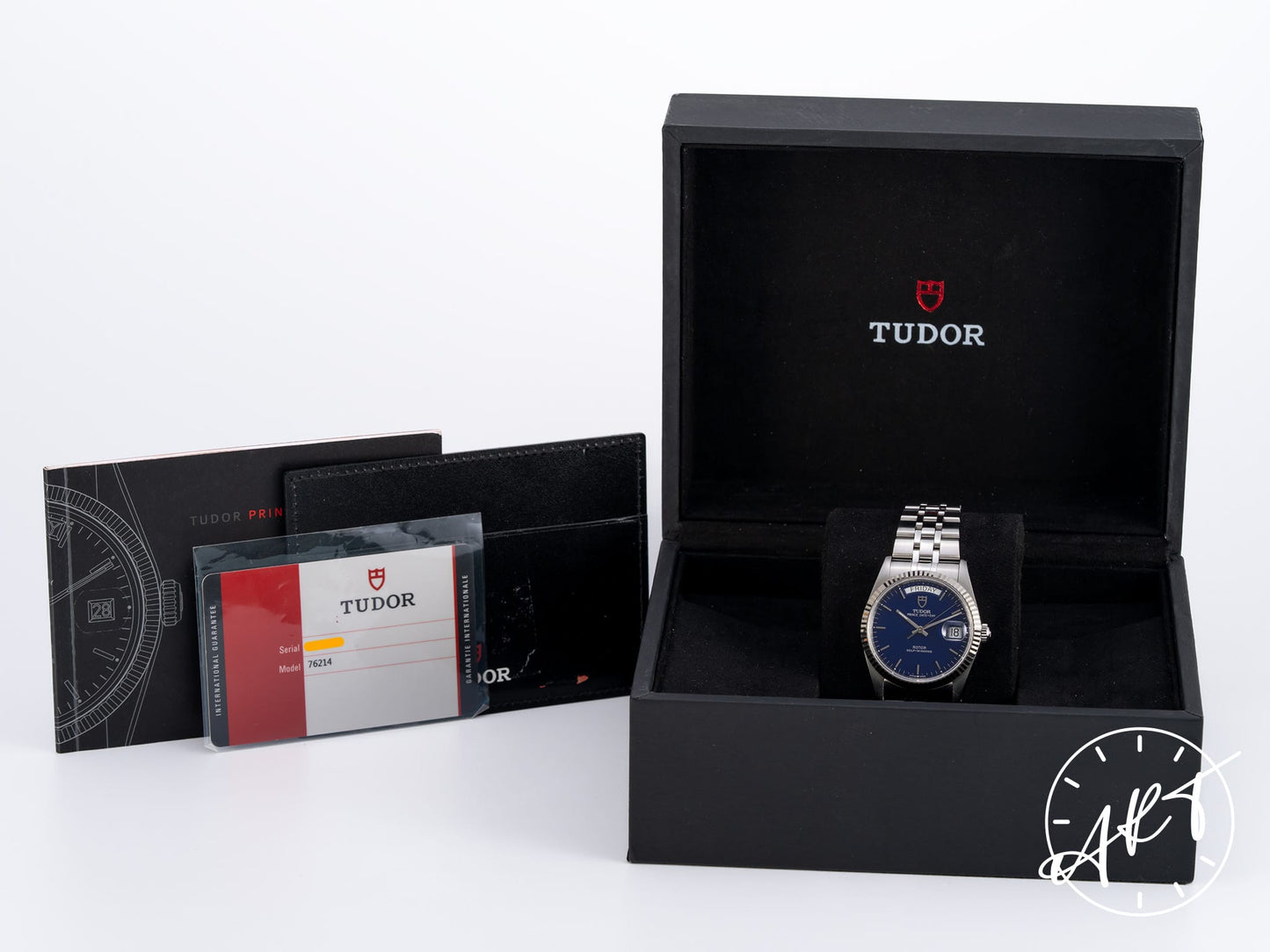 Tudor Prince Day-Date Blue Dial 18K WG & SS Auto Watch 76214 w/ B&P