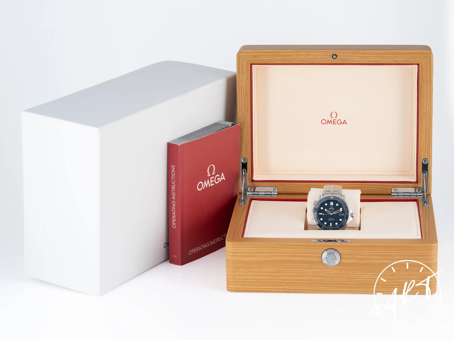 Omega Seamaster 300 Unidirectional Rotating Bezel Blue Dial SS Diver Watch w/Box