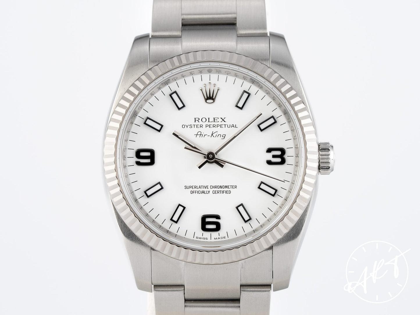 Rolex Oyster Perpetual Air-King White "Explorer" Dial SS Pilot Watch 114234 BP