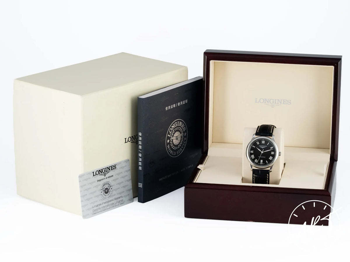 Longines Master Collection Date 38.5 Black Dial SS Automatic Watch w/ B&P