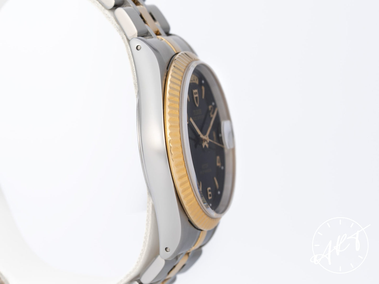 Tudor Prince Day-Date Black Arabic Dial 18K Gold & SS Watch 76213 w/ Papers