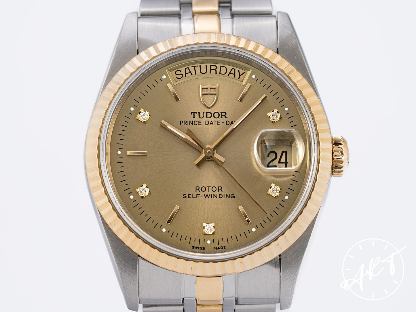Tudor Prince Day-Date Gold Diamond Dial 18K Gold & SS Auto Watch 76213