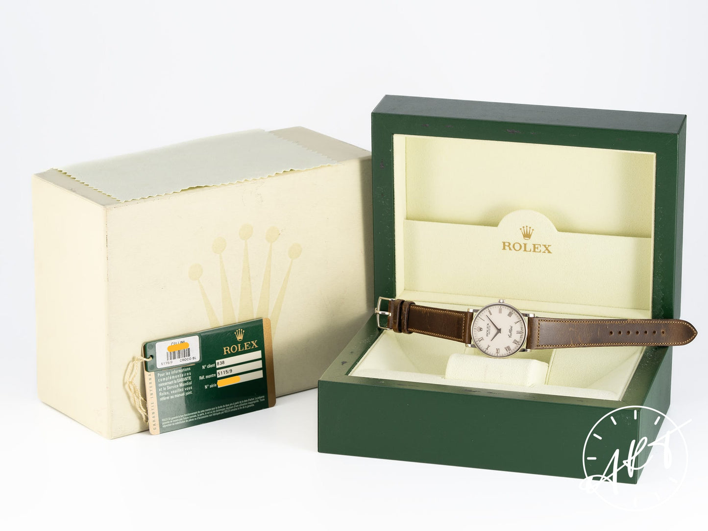 Rolex Cellini Silver Computer Dial 18K White Gold Manual Watch 5115/9 w/ B&P