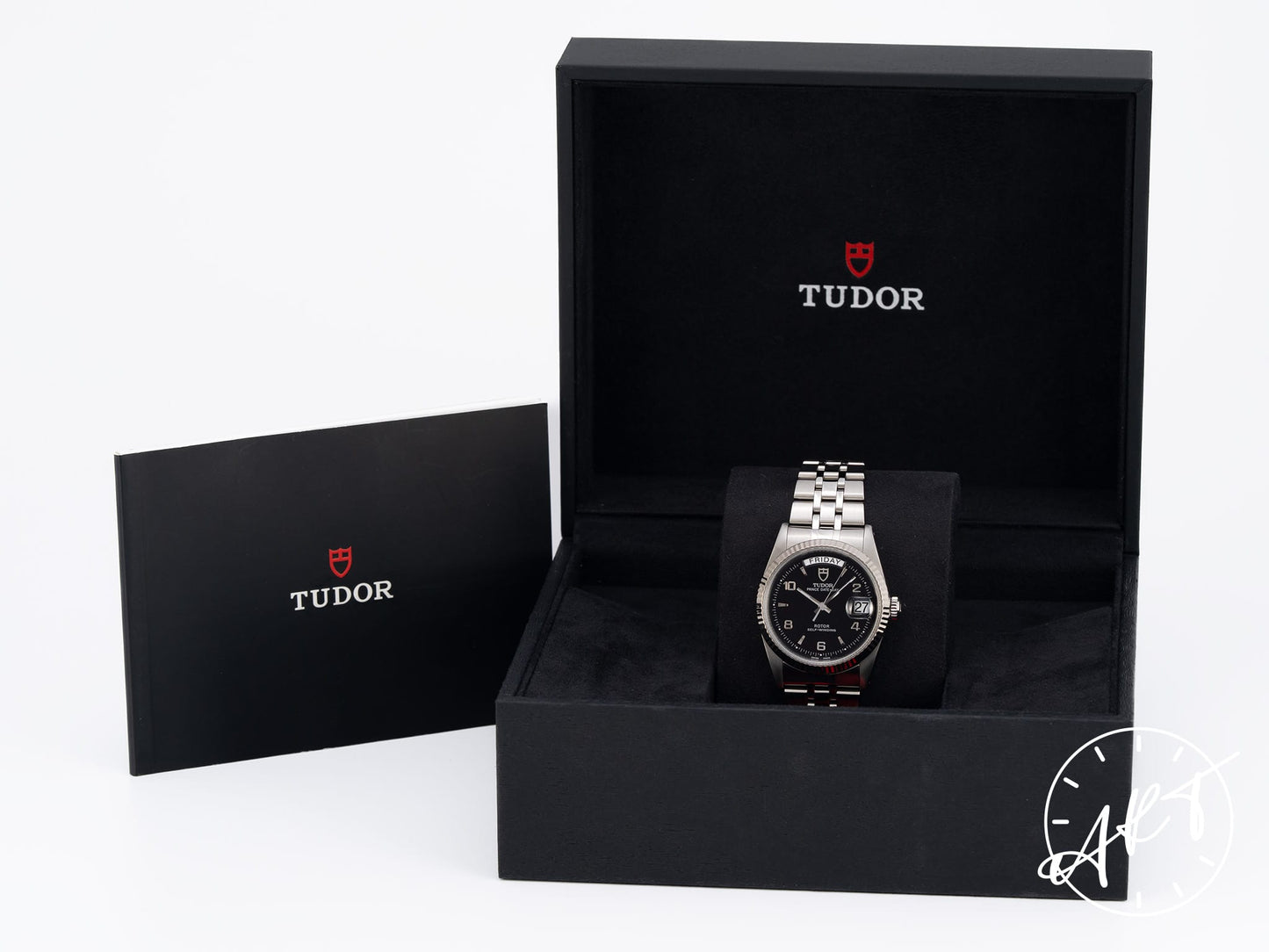 Tudor Prince Day-Date Black Arabic Dial SS Auto Watch 76214 w/ Box