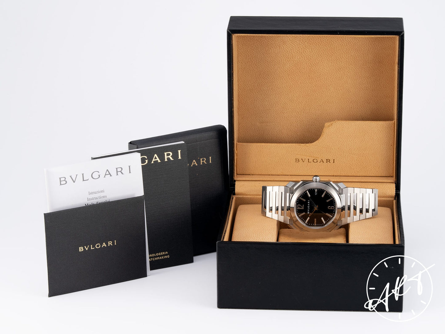 Bvlgari Octo Solotempo 38 Black Dial Stainless Steel Auto Watch BGO 38 S w/ B&P