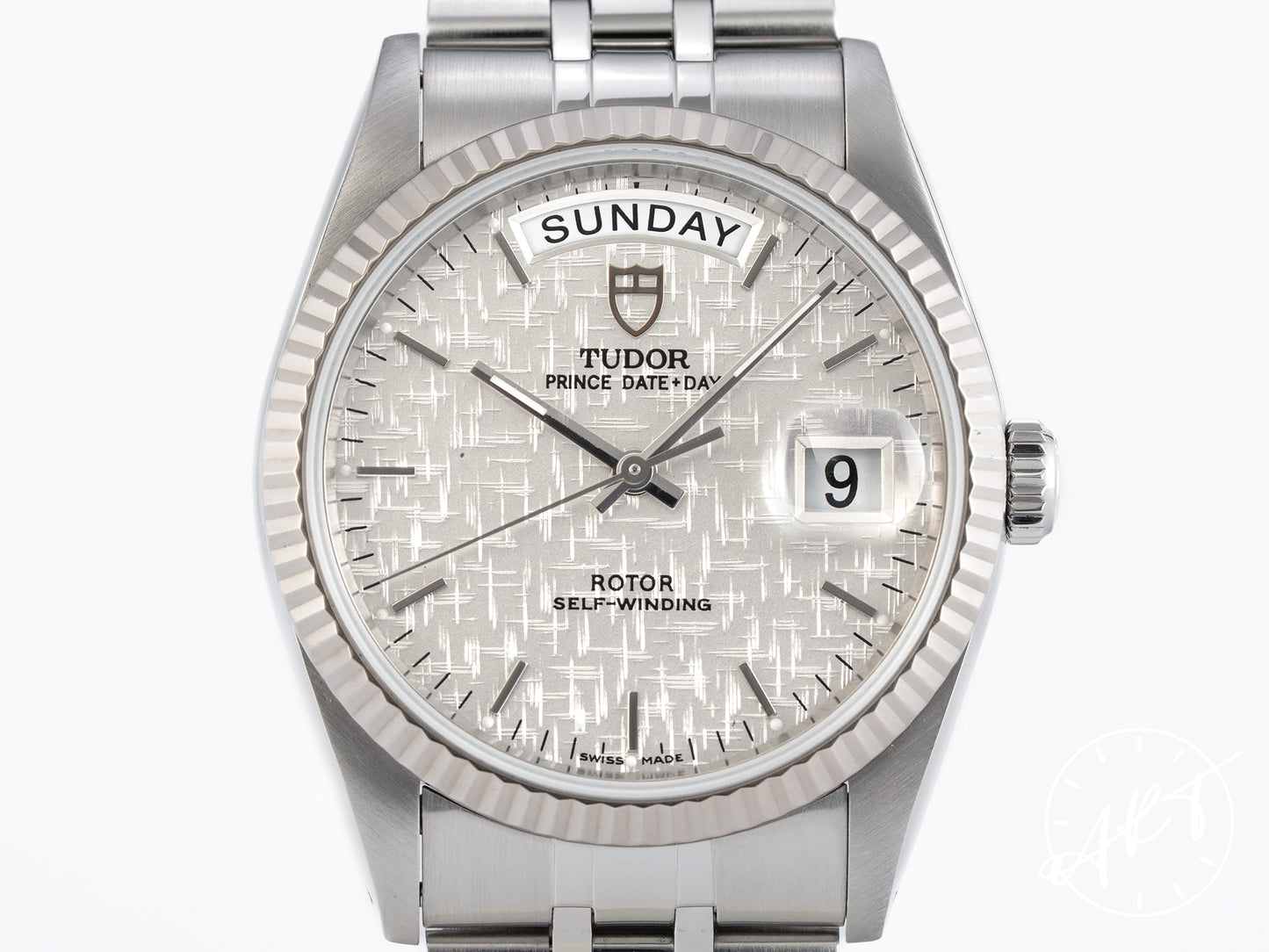 Tudor Prince Day-Date Silver Linen Dial SS Auto Watch 76214