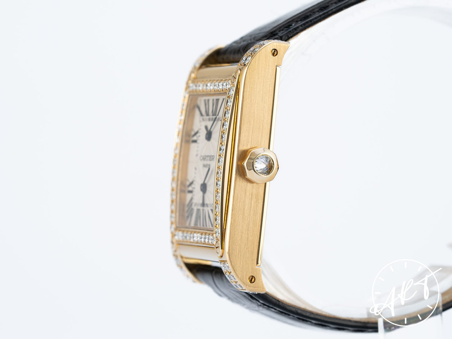 Cartier CPCP Tank A Vis Dual Time Silver Dial 18K Gold Watch W1534251 w/ Box