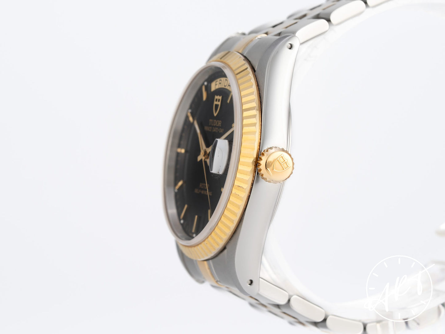 Tudor Prince Day-Date Black Dial Two-Tone 18K Gold & SS Watch 76213 BP