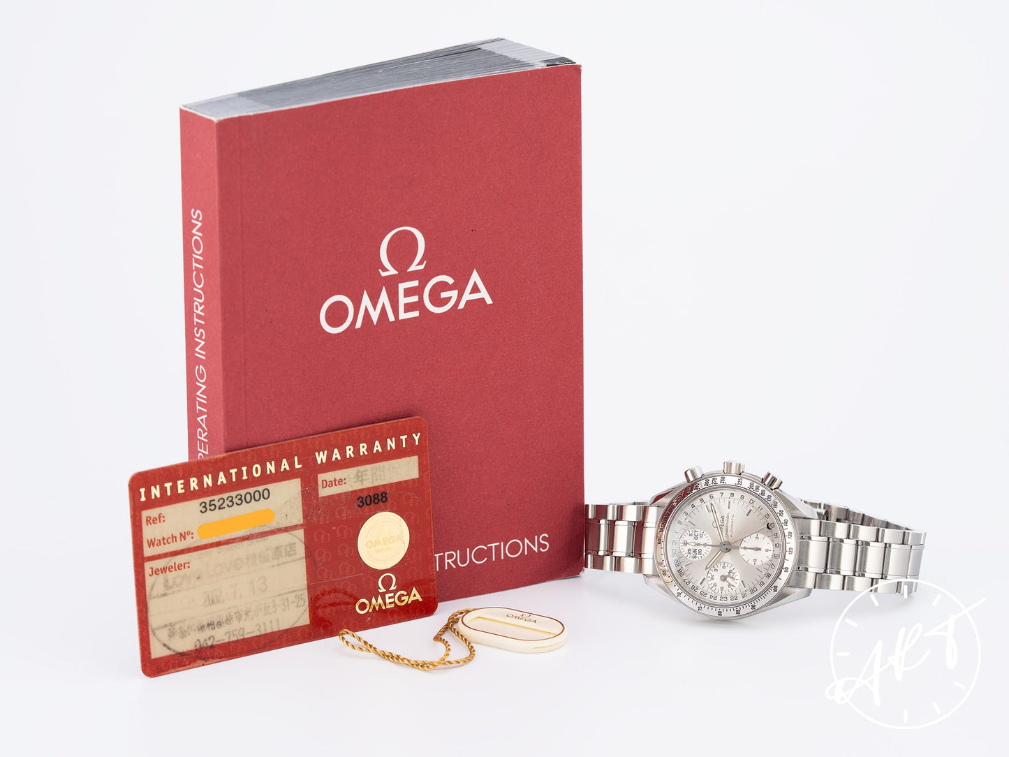 Omega Speedmaster Triple Date Chrono Silver Dial SS Watch 3523.30.00 w/ Papers