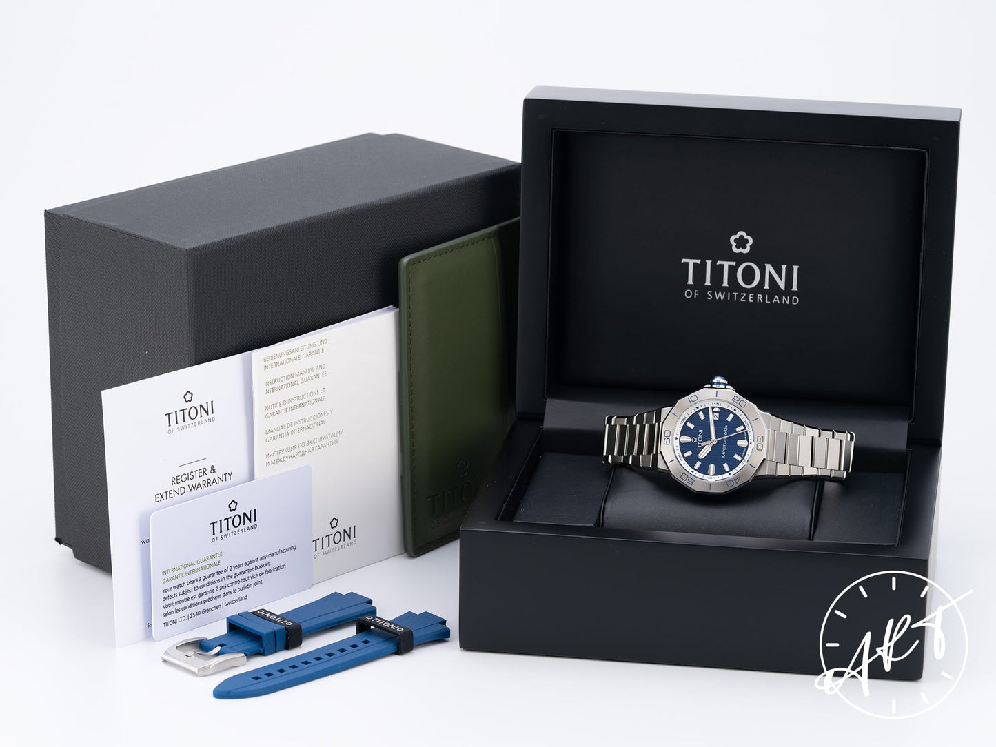 NEW Titoni Impetus CeramTech Blue Dial SS Auto Diver Watch 83765 w/ B&P