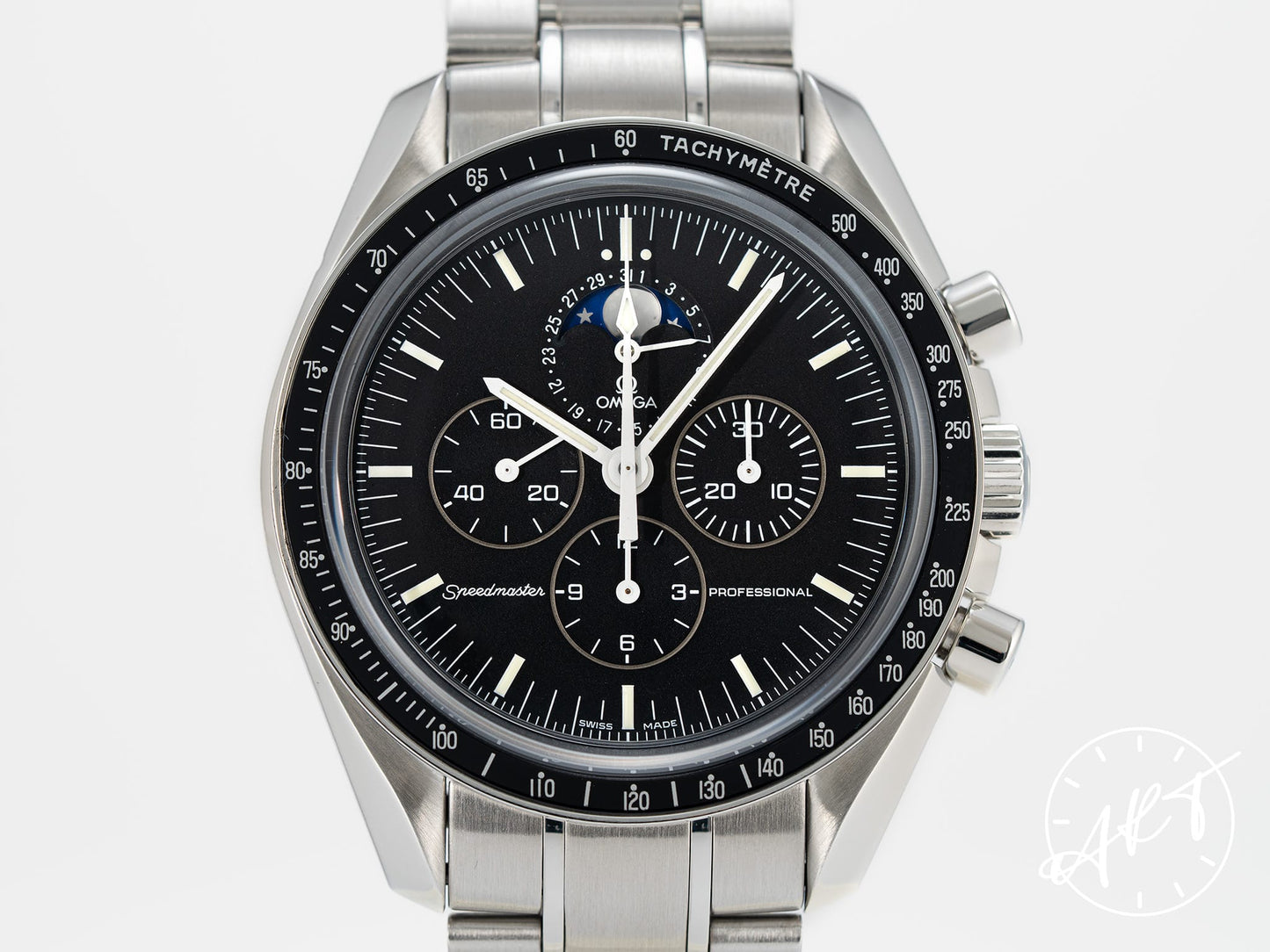 Omega Speedmaster Professional Moonphase Black Dial SS Watch 3576.50.00 BP