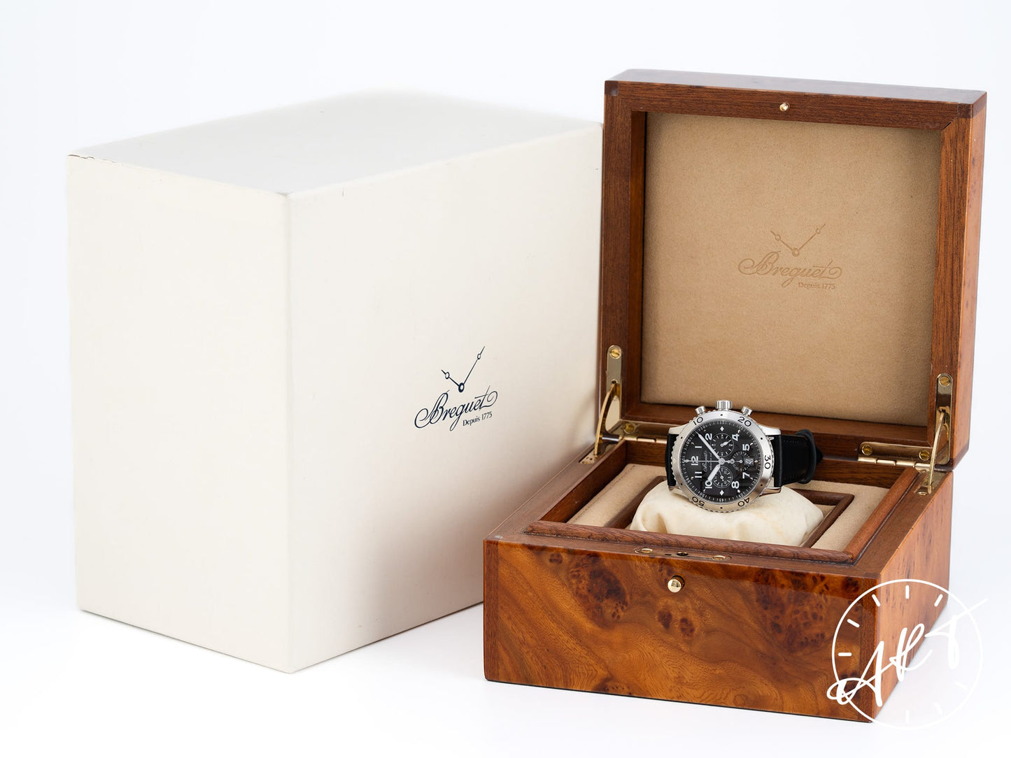 Breguet Type XXI Flyback Chrono Black Dial SS Auto Pilot Watch 3810ST w/ Box