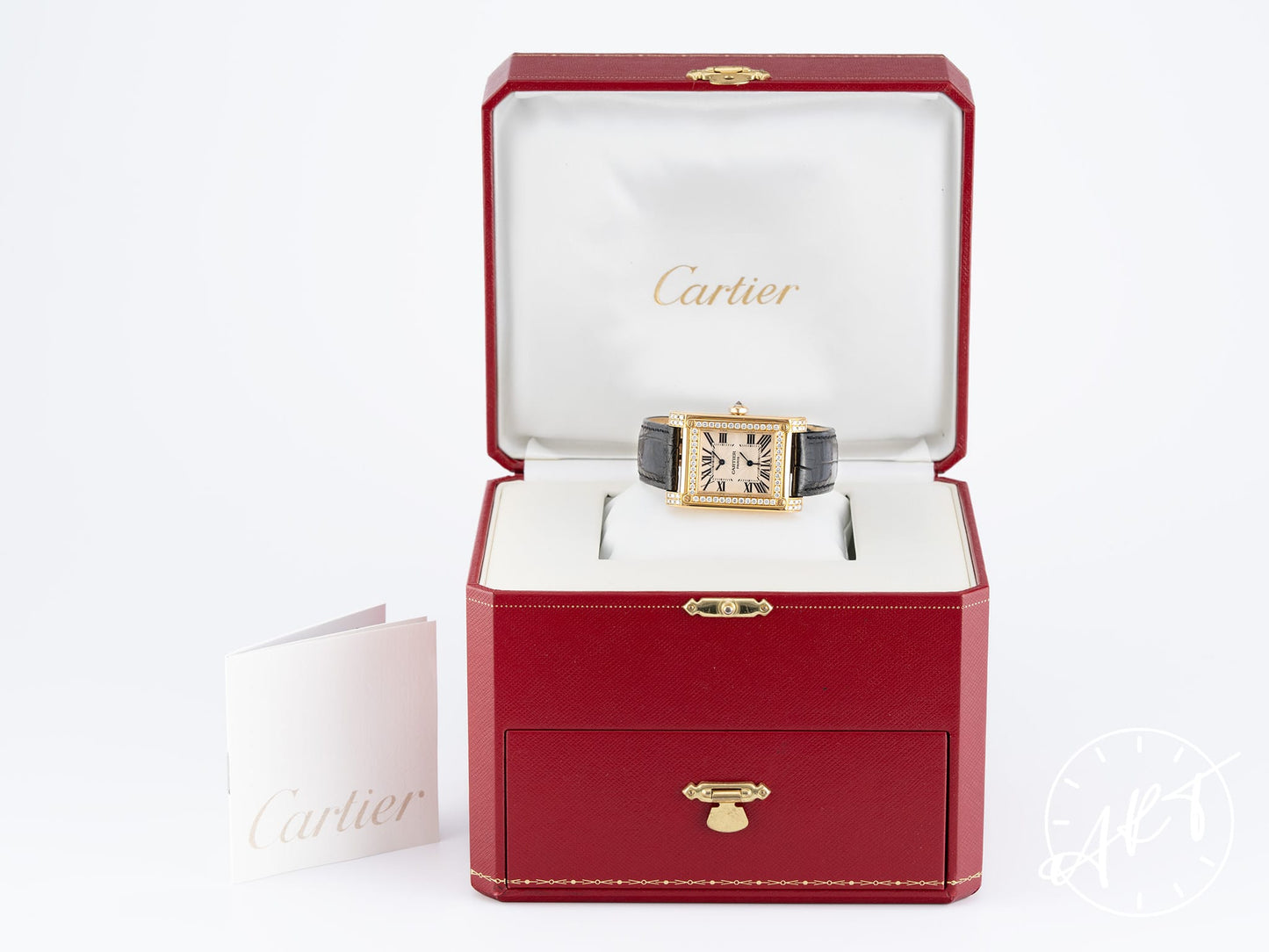 Cartier CPCP Tank A Vis Dual Time Silver Dial 18K Gold Watch W1534251 w/ Box