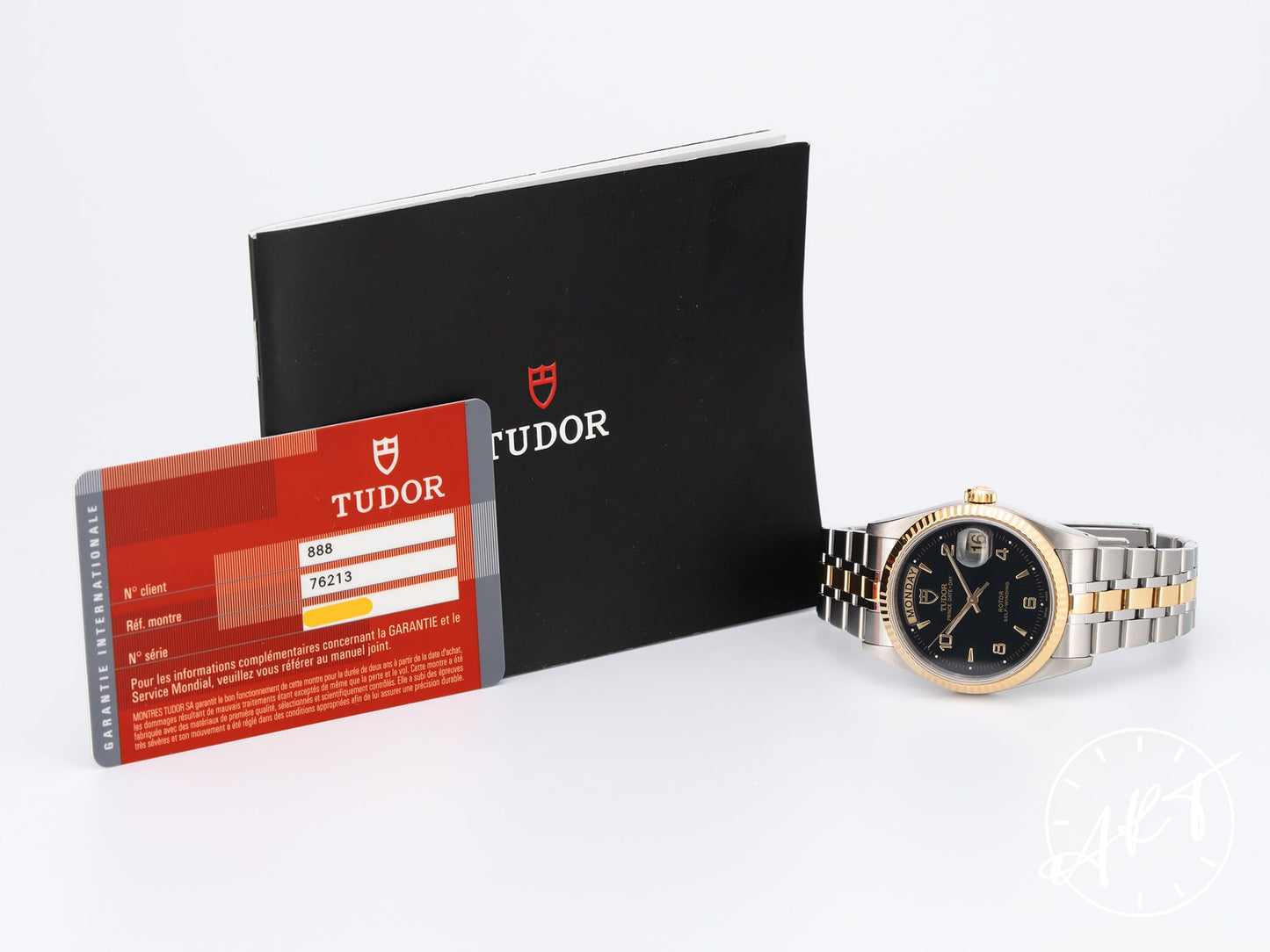Tudor Prince Day-Date Black Arabic Dial 18K Gold & SS Watch 76213 w/ Papers