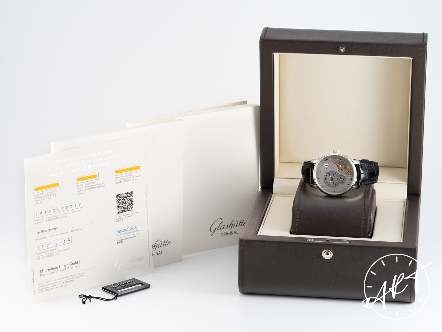 Glashütte Original PanoMaticInverse Big Date Silver Dial SS Auto Watch w/ B&P