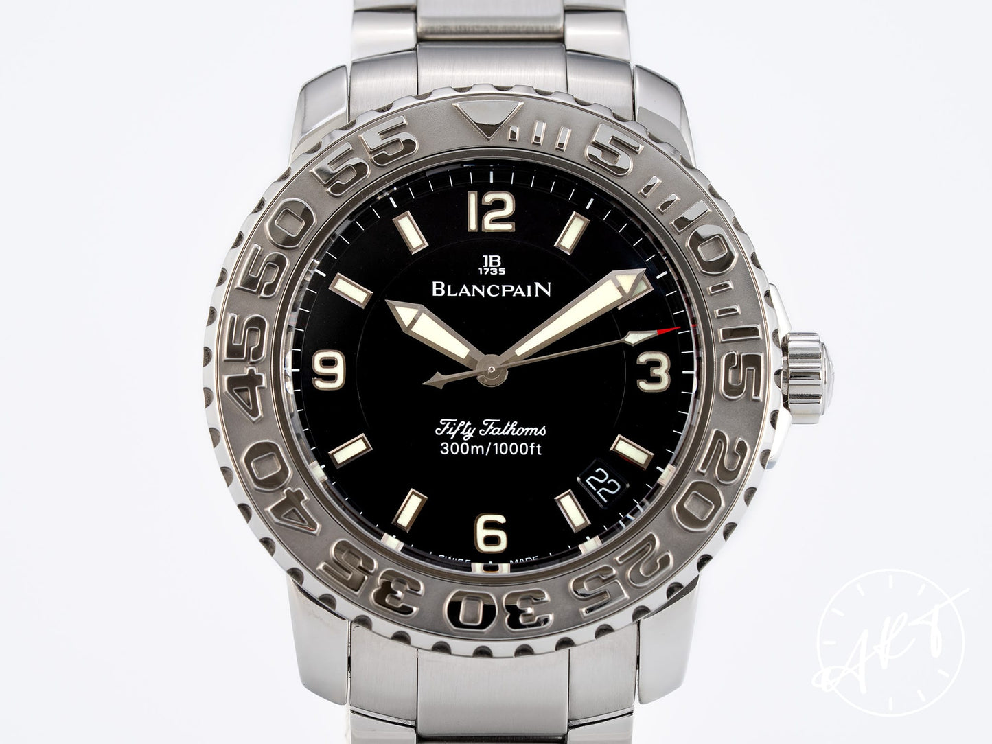 Blancpain Fifty Fathoms Diver Trilogy Black Dial SS Watch 2200-1130-71 w/Box