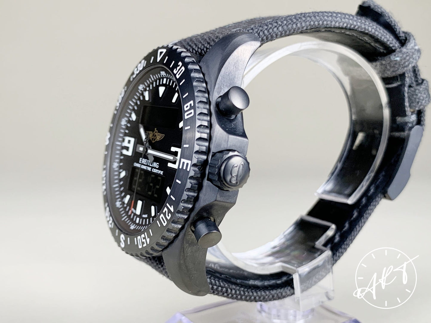 Breitling Chronospace Military Black PVD SS SuperQuartz Watch M78367 w/ Box