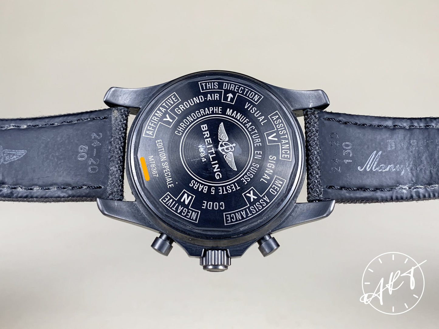 Breitling Chronospace Military Black PVD SS SuperQuartz Watch M78367 w/ Box