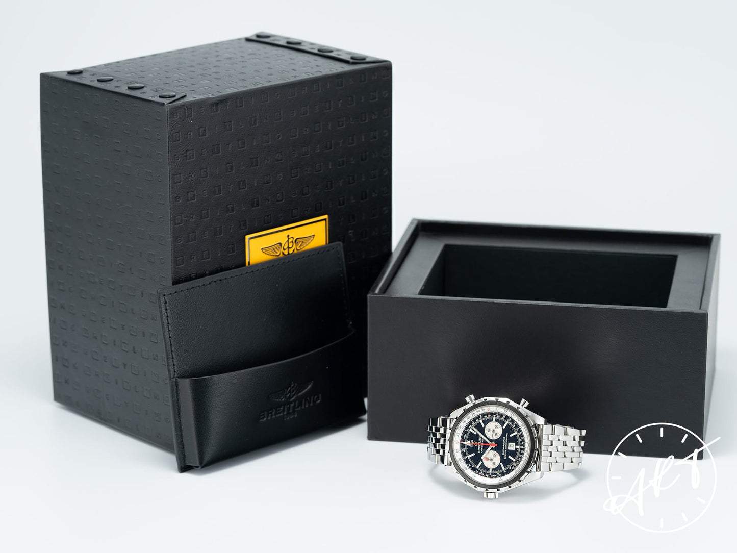 Breitling Chrono-Matic Black Dial Stainless Steel Auto Pilot Watch A41360 w/ Box