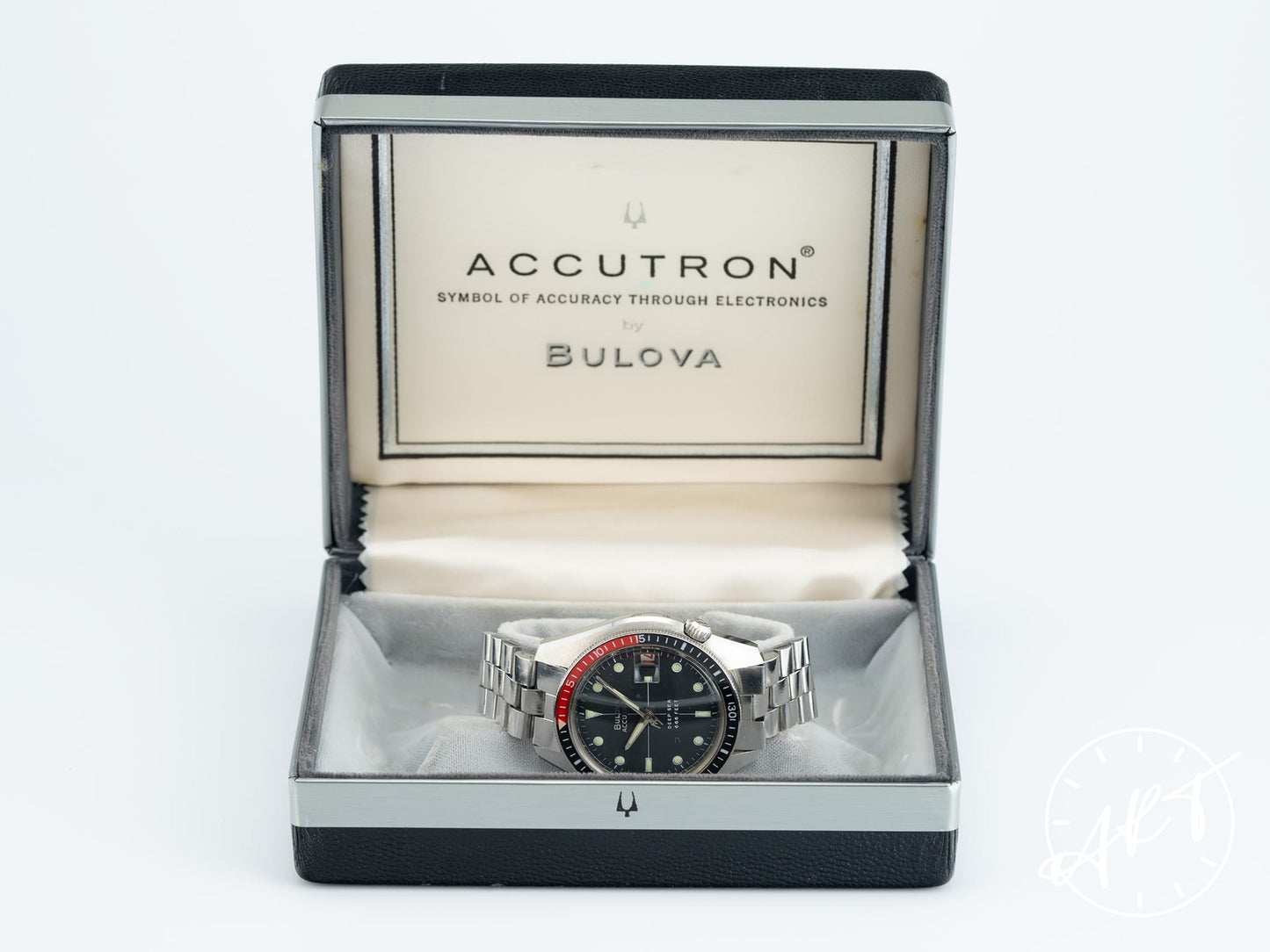 Accutron Deep Sea 666 Coke Bezel Black Dial SS Tuning Fork Diver Watch w/ Box