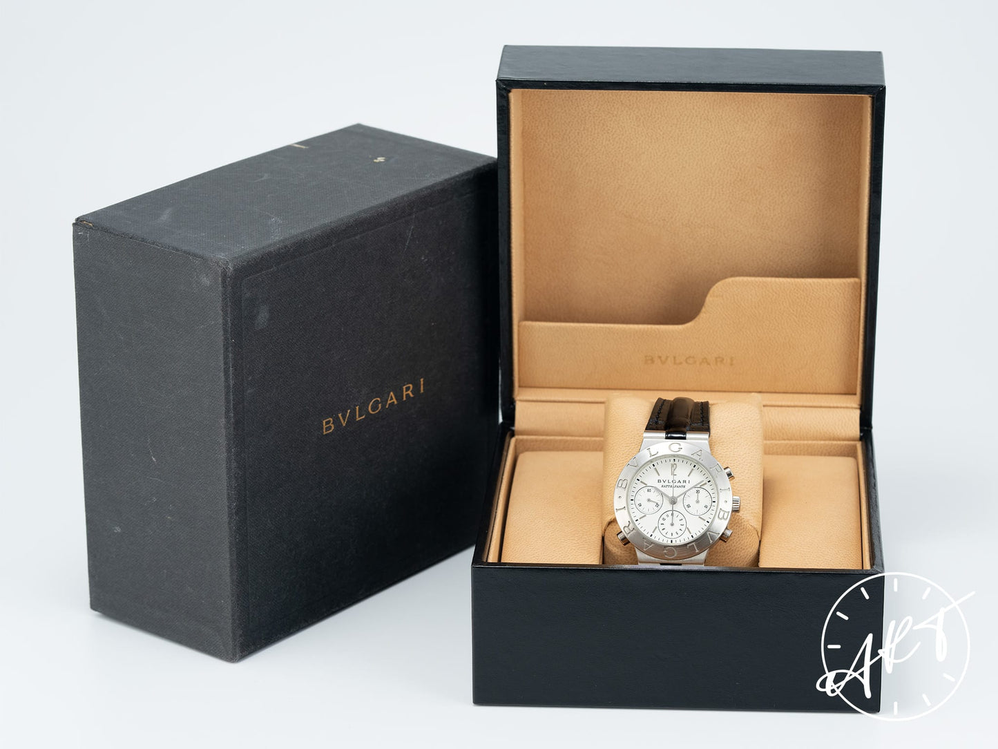 Bvlgari Diagono Chrono Rattrapante White Dial Platinum Ltd Watch CH40PL w/ Box
