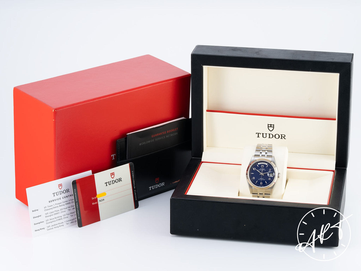 Tudor Prince Day-Date Blue Arabic Dial 18K WG & SS Auto Watch 76214 BP
