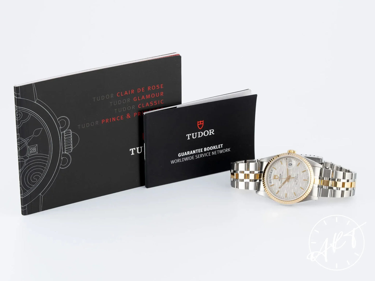 Tudor Prince Day-Date Silver Linen Dial Yellow Gold & SS Auto Watch 76213 w/ Manual