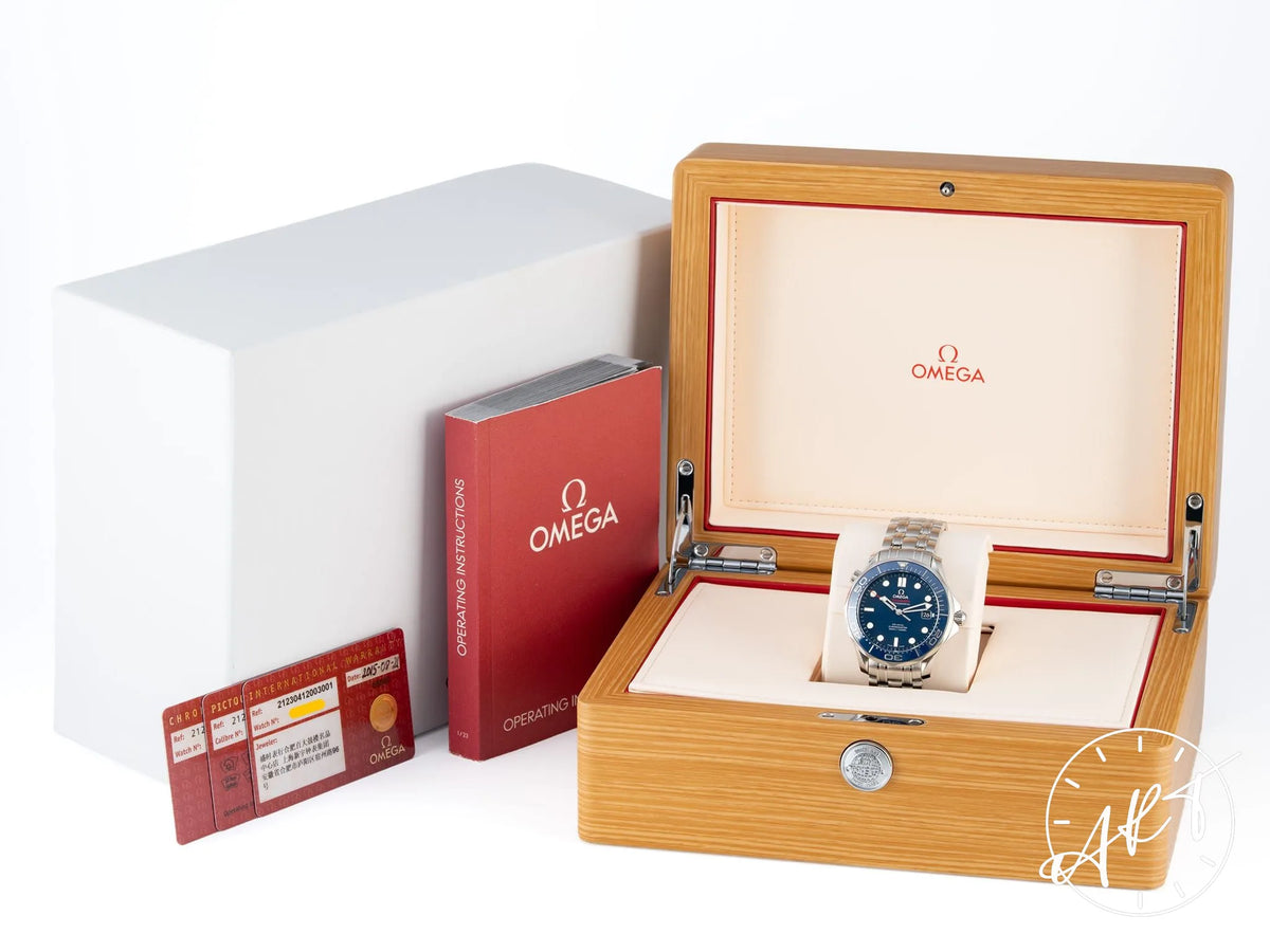 Omega Seamaster 300 Unidirectional Rotating Bezel Blue Dial SS Diver Watch BP