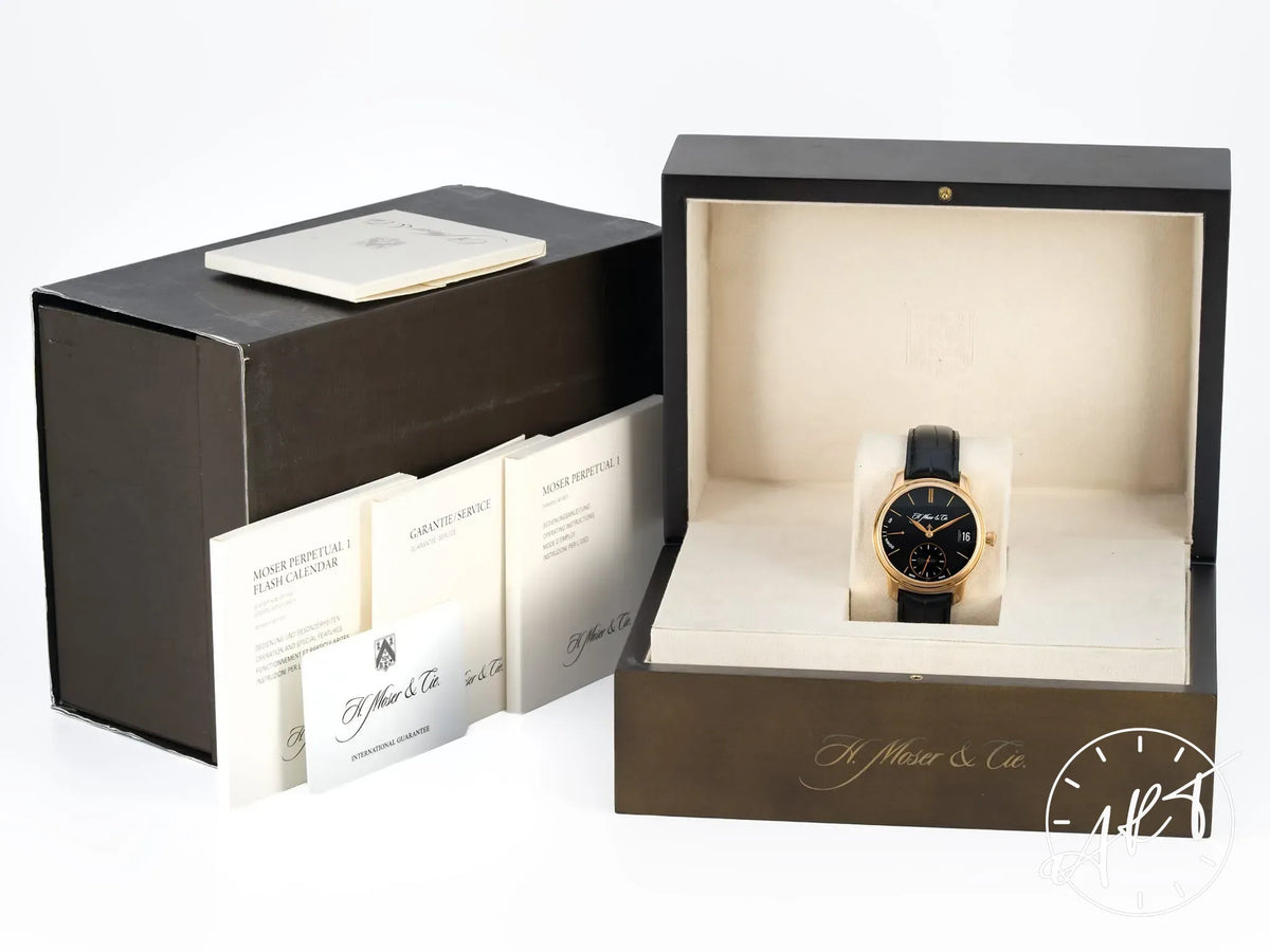 H. Moser & Cie. Endeavour Perpetual Calendar 1 Black Dial 18K RG Watch 341.501 BP