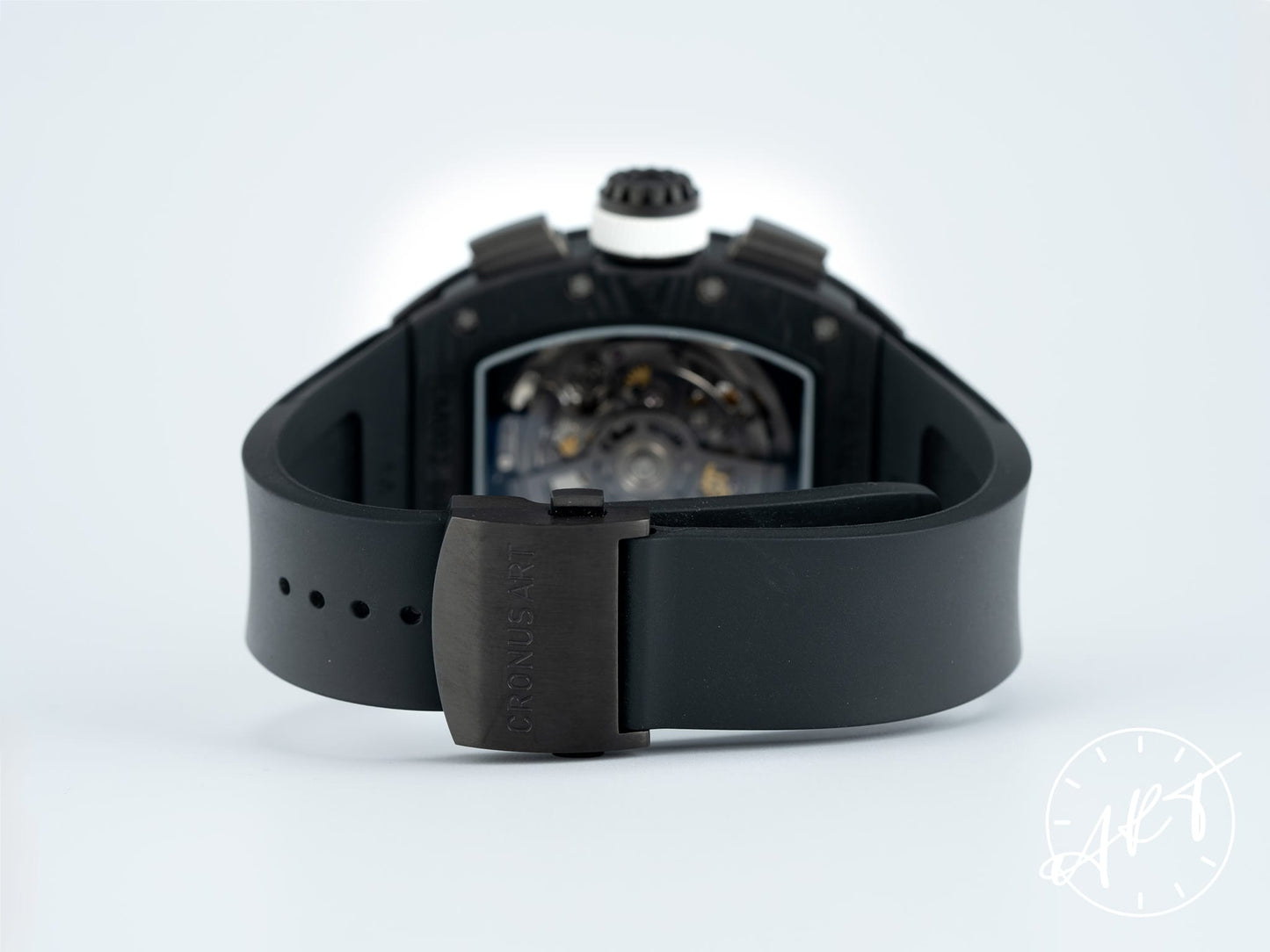 NEW Cronus ART Track Chrono Skeleton Dial Black Carbon Fiber Auto Watch w/ B&P