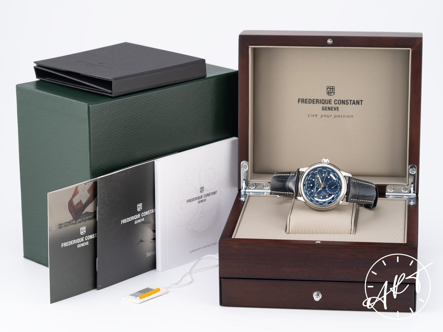 Frederique Constant Classics Worldtime Blue Dial SS Watch FC-718NWM4H6 BP