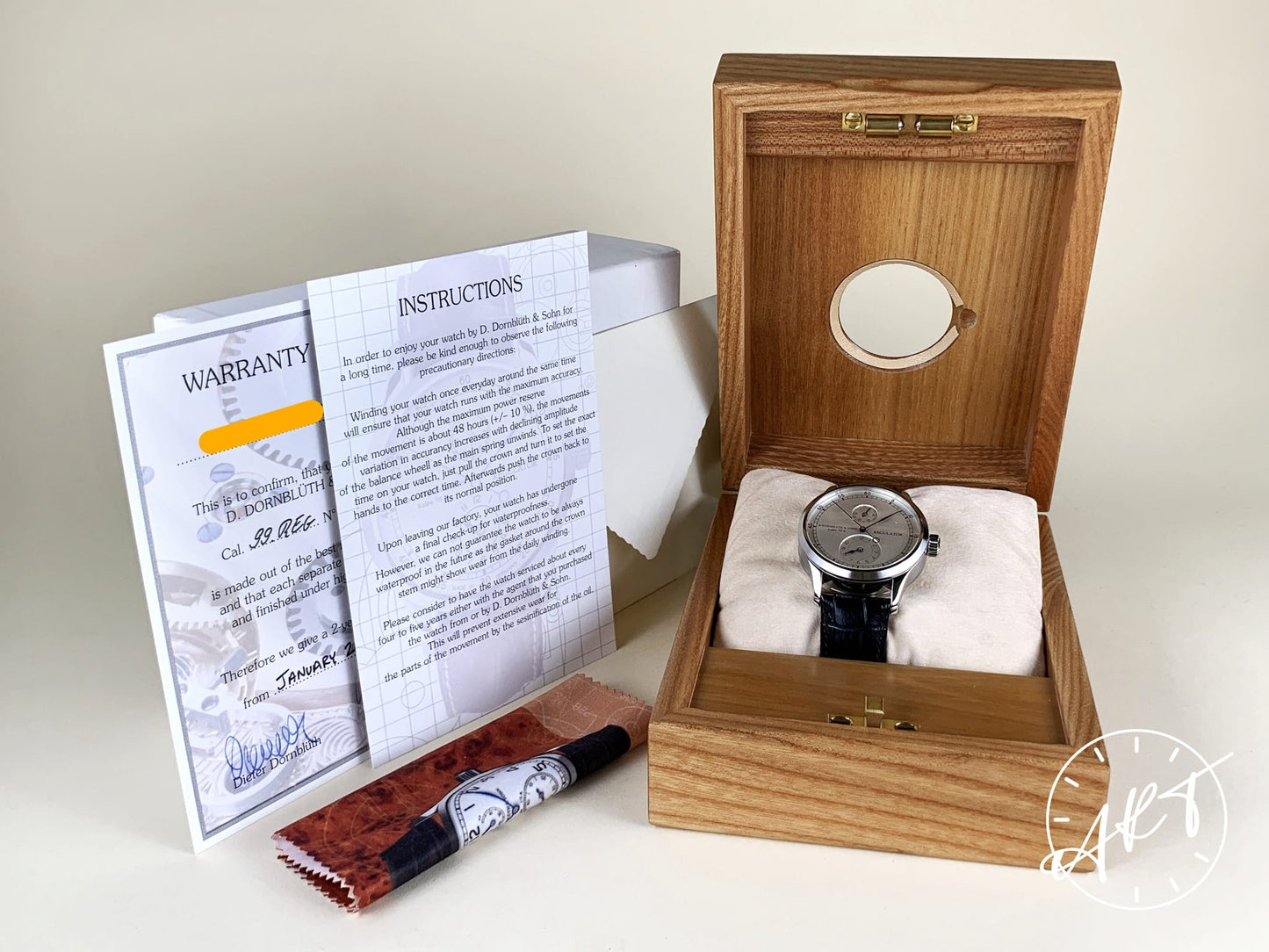 D. Dornbluth & Sohn Regulator Silver Regulator Dial SS Manual Watch w/ B&P