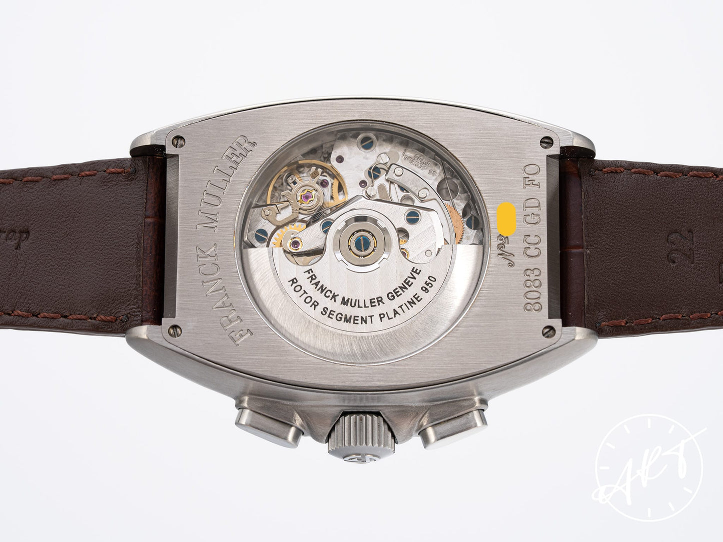 Franck Muller Cintrée Curvex Chrono Grande Date Silver Skeleton Dial SS Watch 8083 BP