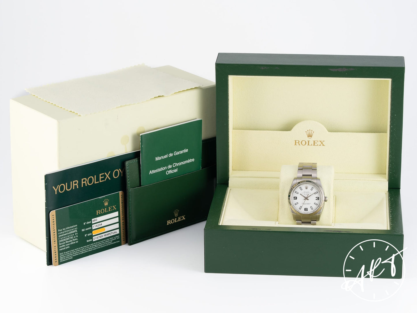 Rolex Oyster Perpetual Air-King White "Explorer" Dial SS Pilot Watch 114234 BP