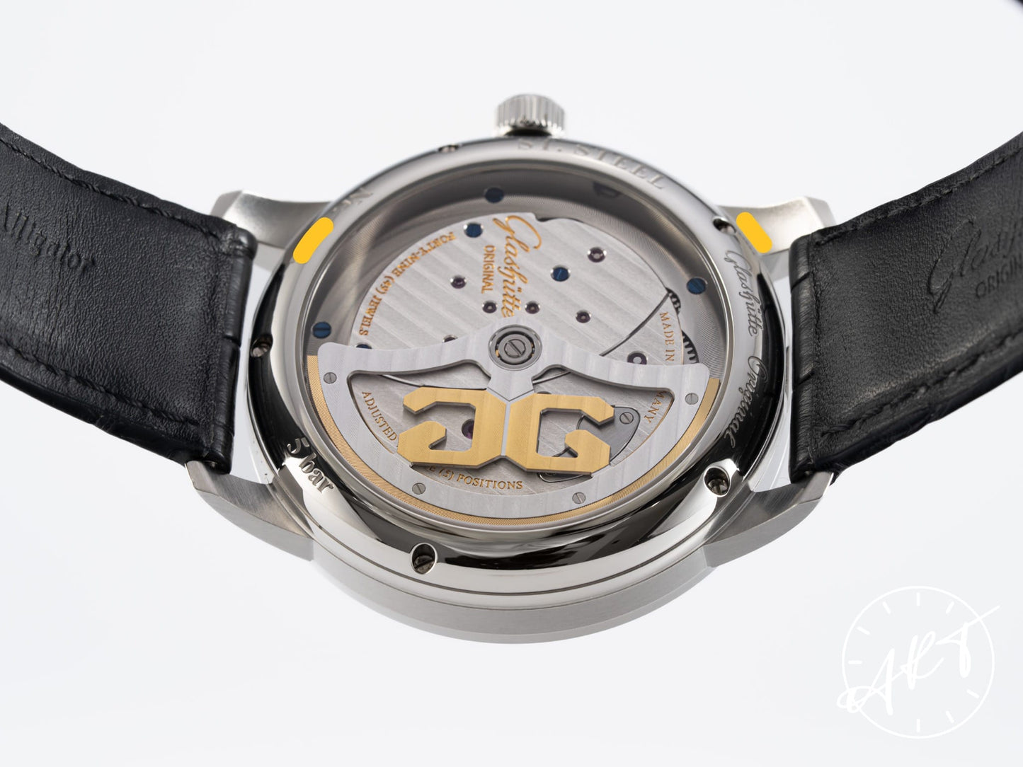 Glashütte Original PanoMaticInverse Big Date Silver Dial SS Auto Watch w/ B&P