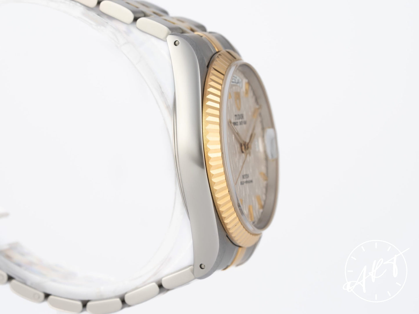 Tudor Prince Day-Date Silver Linen Dial 18K Gold & SS Watch 76213