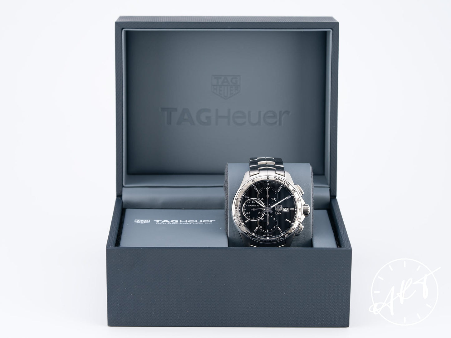 TAG Heuer Link Cal 16 Chronograph Black Dial SS Auto Watch CAT2010 w/ Box