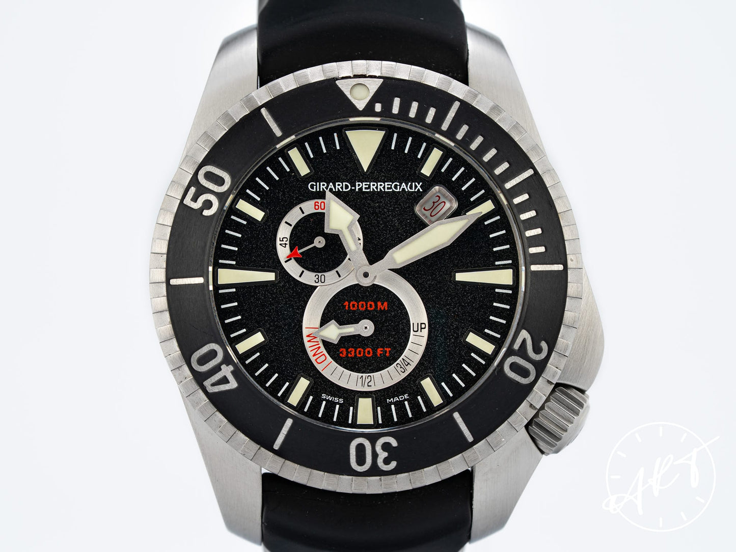 Girard-Perregaux Sea Hawk Pro II 1000M Black Dial SS Auto Diver Watch 49950 BP