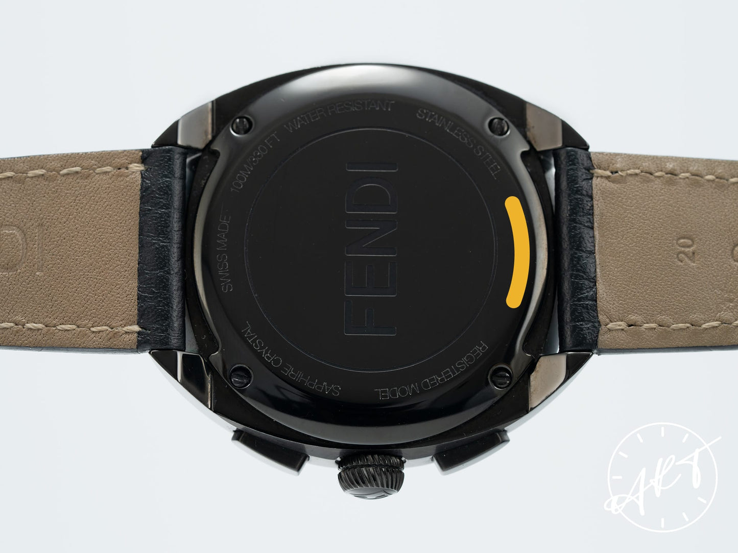 Fendi Momento Bugs Chrono Black & Yellow Dial Black PVD SS Quartz Watch 21200G