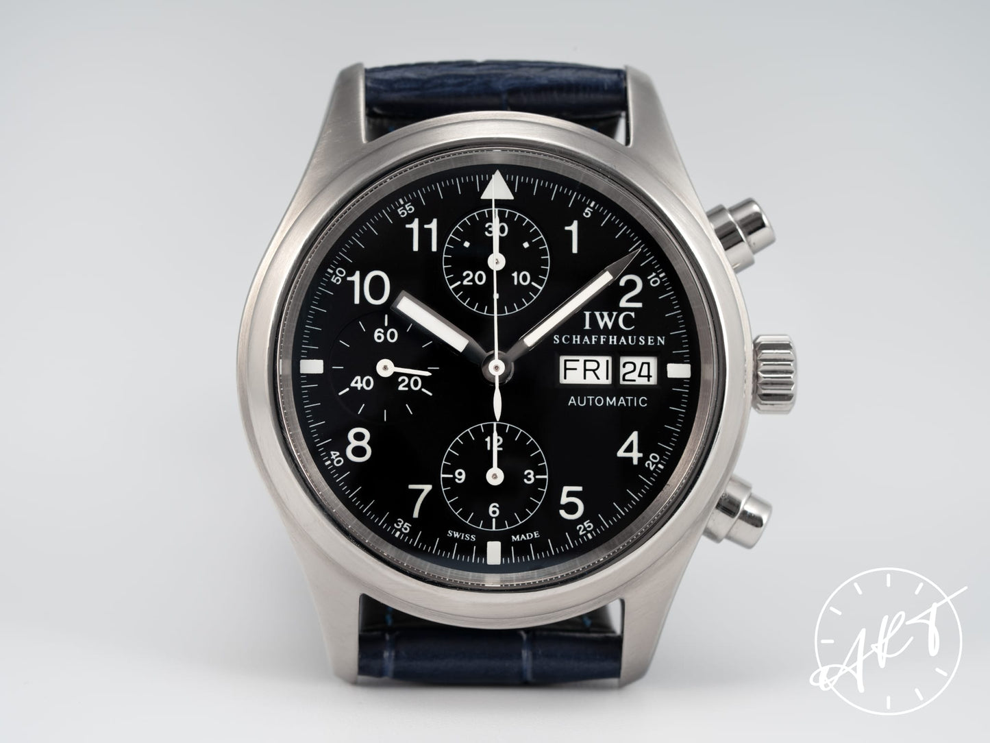 IWC Pilot Day-Date Chronograph Black Dial SS Auto Watch IW370607 w/ Box