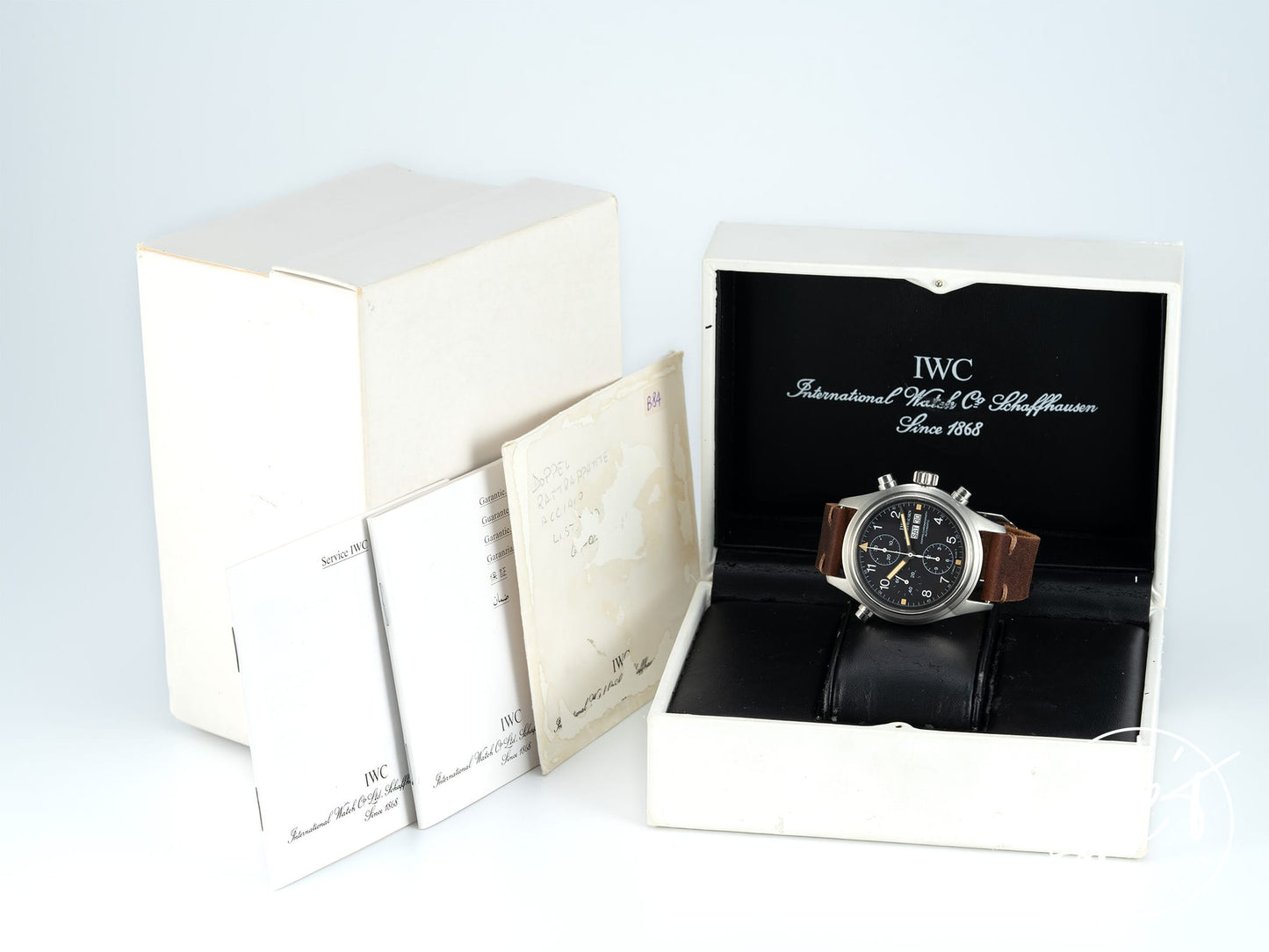 IWC Pilot's Day-Date Double Chrono Black Dial SS Auto Watch IW3713 w/ Box