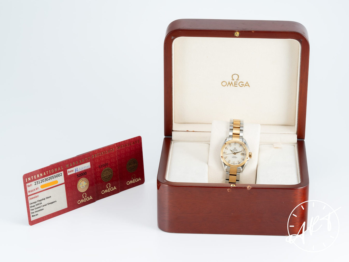 Omega Seamaster Aqua Terra 150M MOP Dial 18K Gold & SS Ladies Diver Watch BP