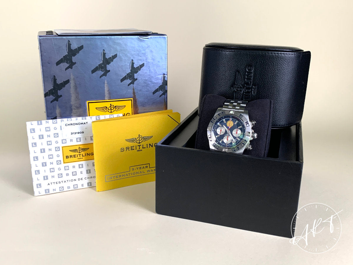 Breitling Chronomat 44 Patrouille de France Blue & Silver Dial Ltd Military Watch BP