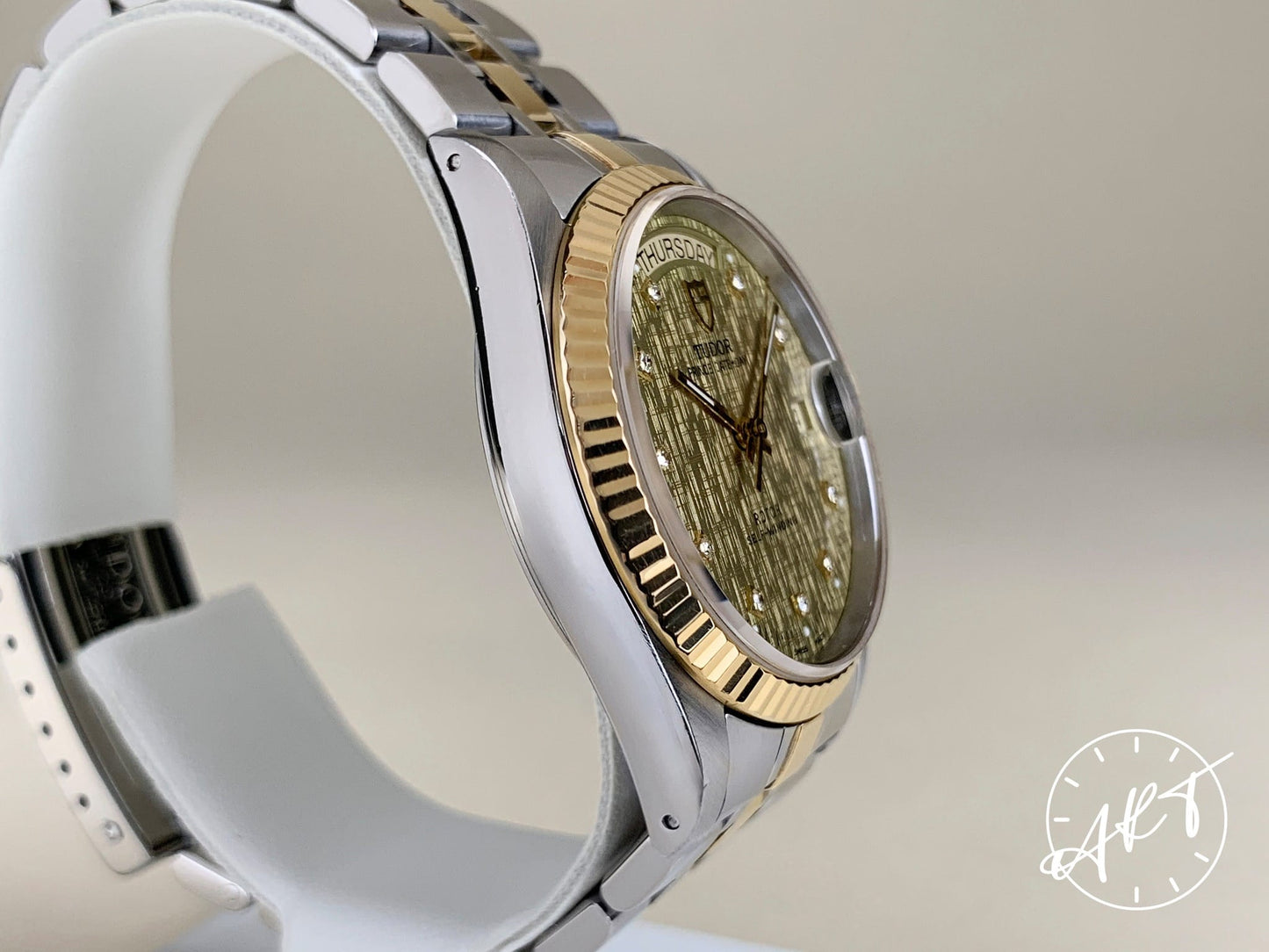 Tudor Prince Day-Date Champagne Diamond Dial 18K Gold & SS Watch 76213