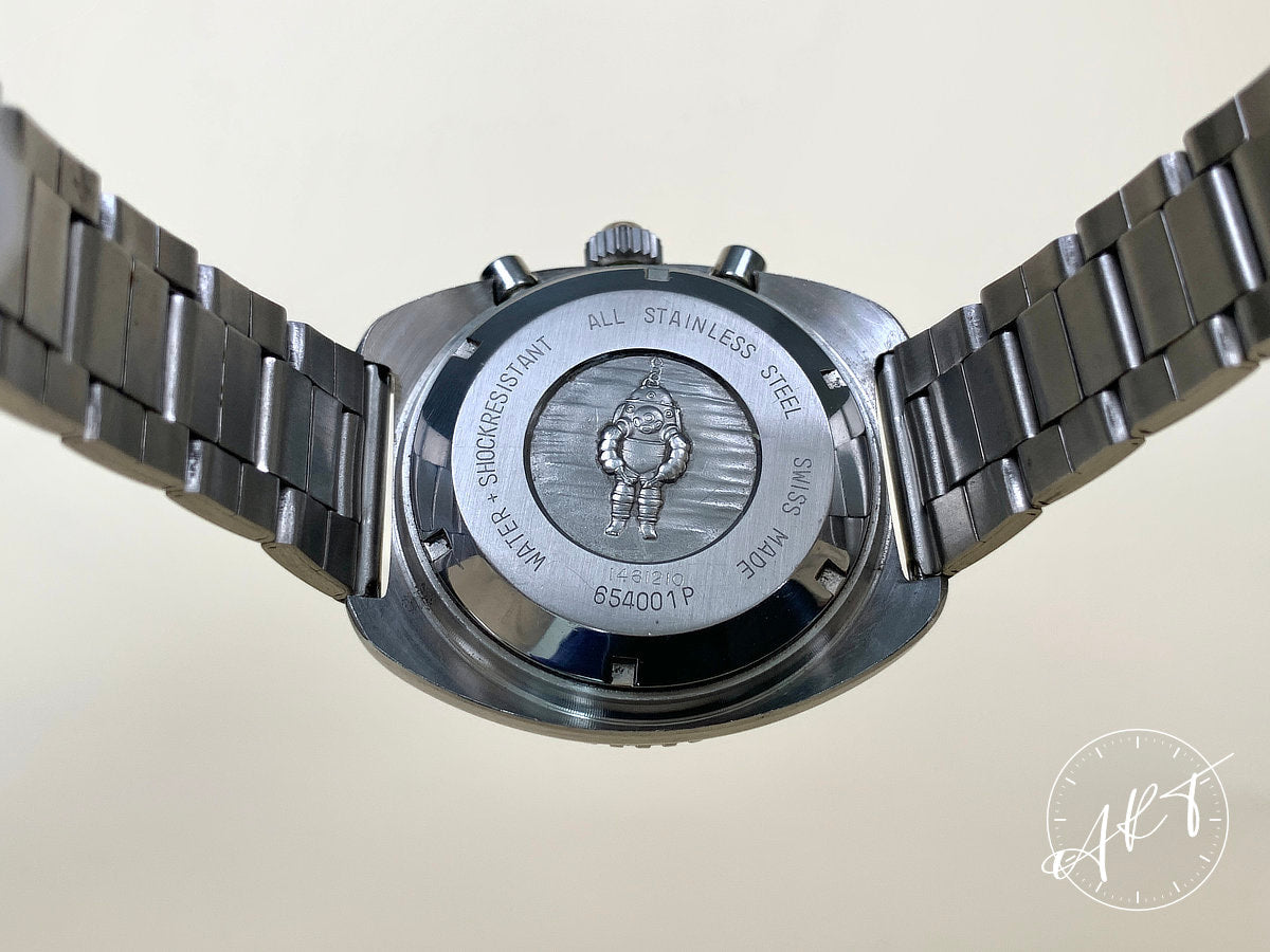 Vintage 1970s Concord Dive Val 7736 Chrono Black Dial SS Manual Watch 654001P